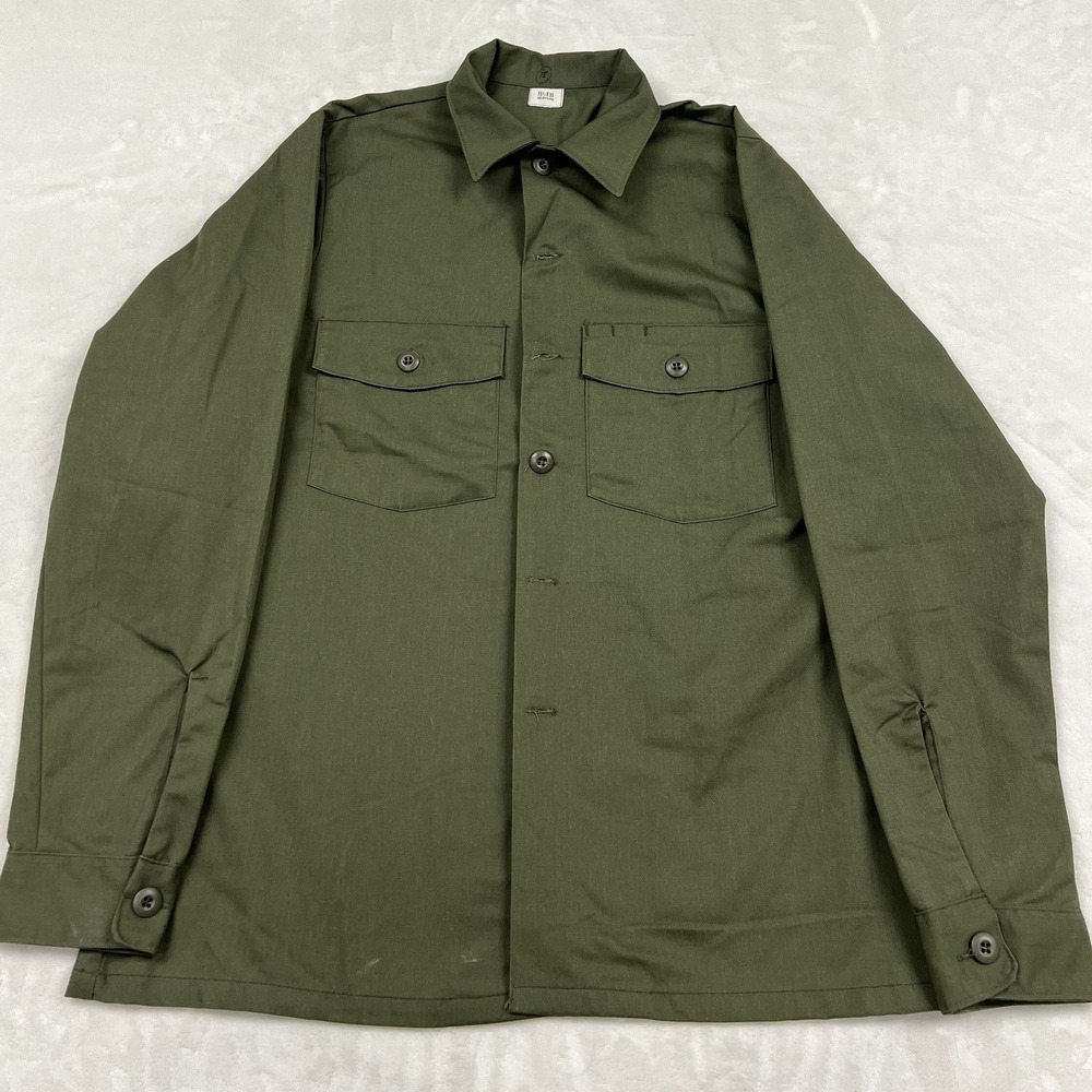 US Military Utility Shirt Mens 15.5x35 Green OG-507 Dura Press Field Jacket